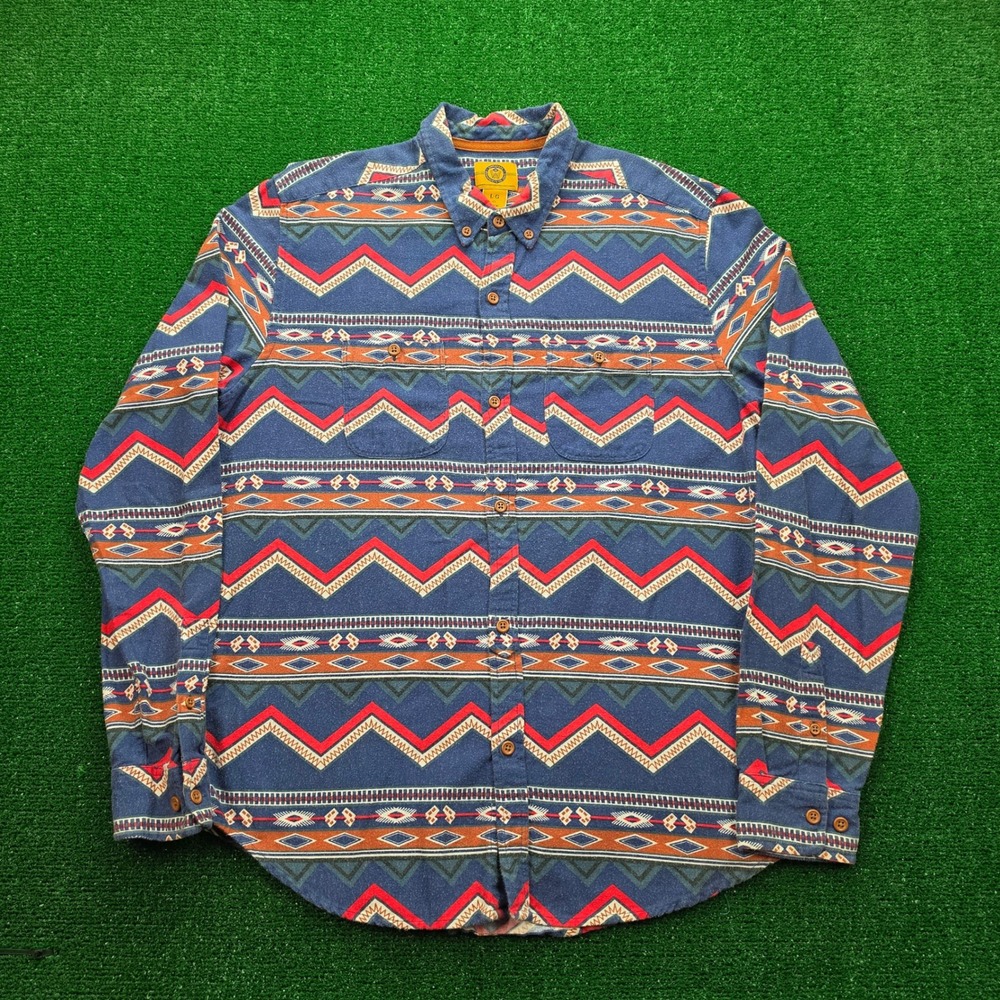 Stapleford Flannel Shirt Mens Large Blue Button Up Aztec Southwestern Outdoors